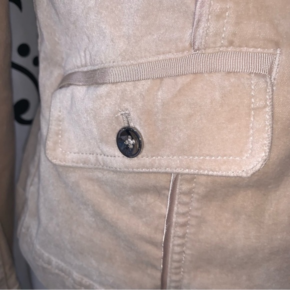 WHBM Sz 6 Tan Champagne Velvet Pleated Placket Collar Blazer - Picture 6 of 11